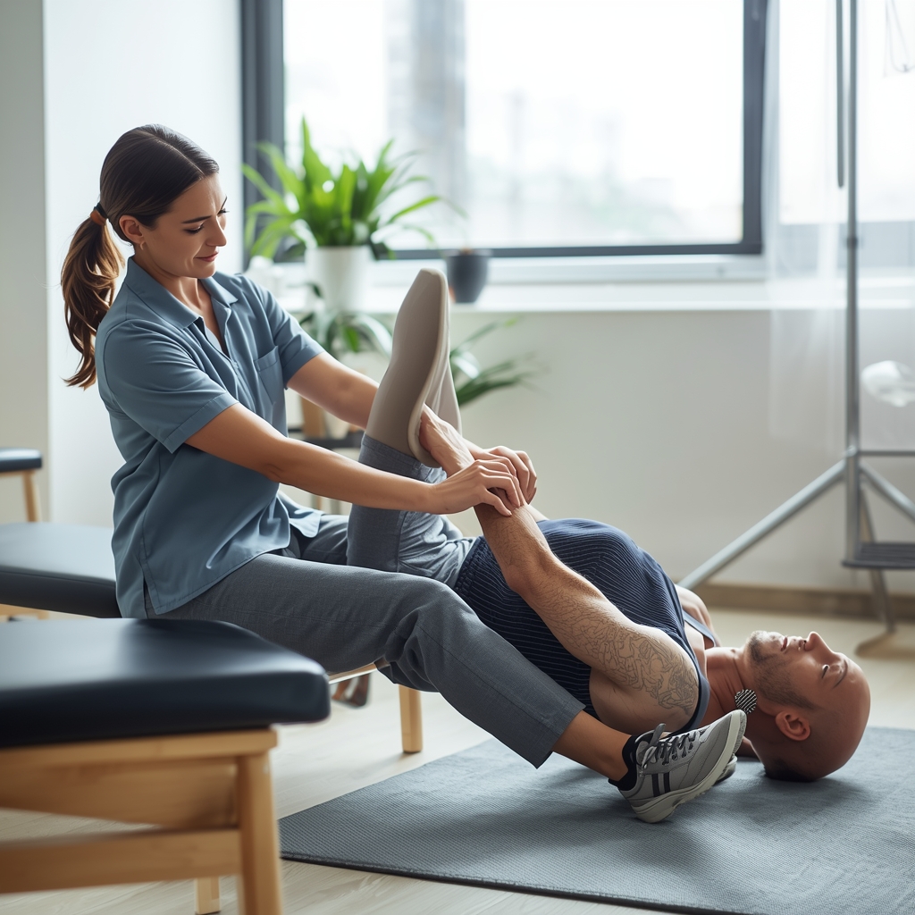What Specific Adjustments and Rehabilitation Exercises Are Recommended for Patients Recovering from Hip Replacement Surgery, and How Do They Promote Mobility?