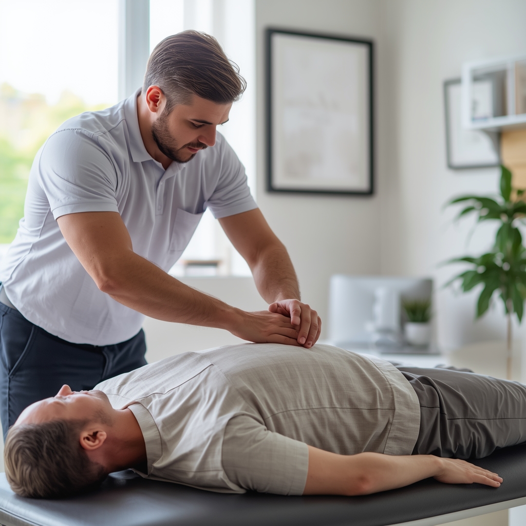 What Are the Key Steps in Demonstrating a Sacroiliac Joint Adjustment for a Patient with Chronic Lower Back Pain?
