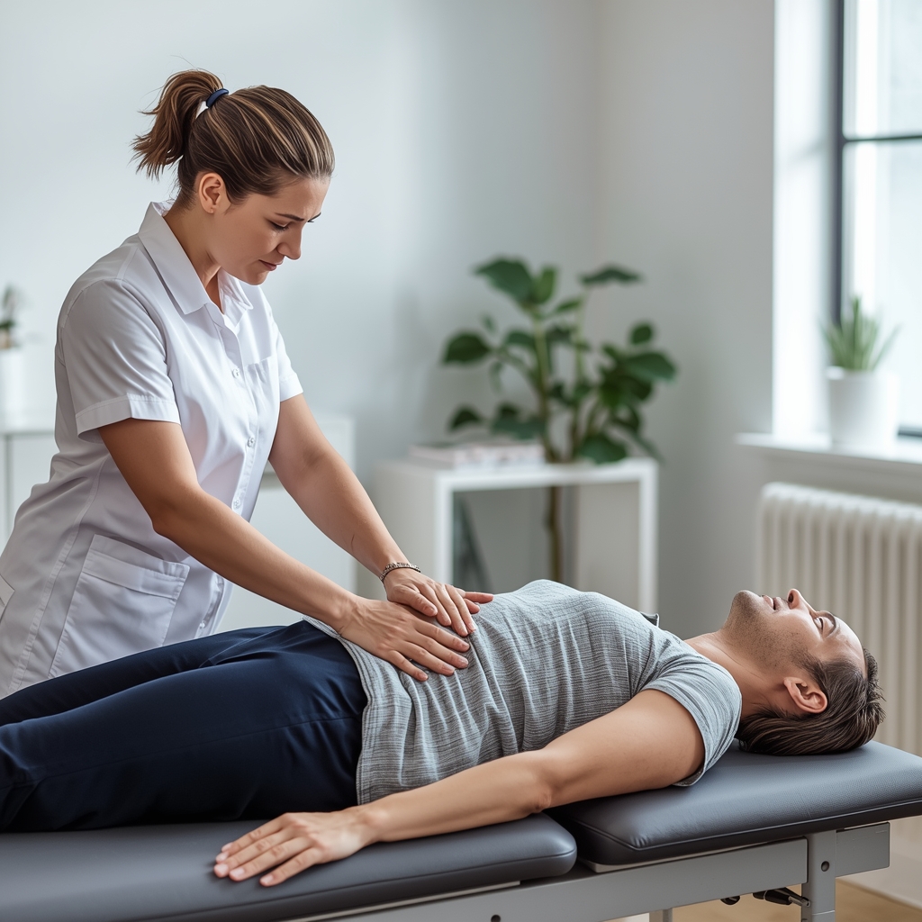 What Is the Step-by-Step Process for Demonstrating a Spinal Decompression Technique to Patients?