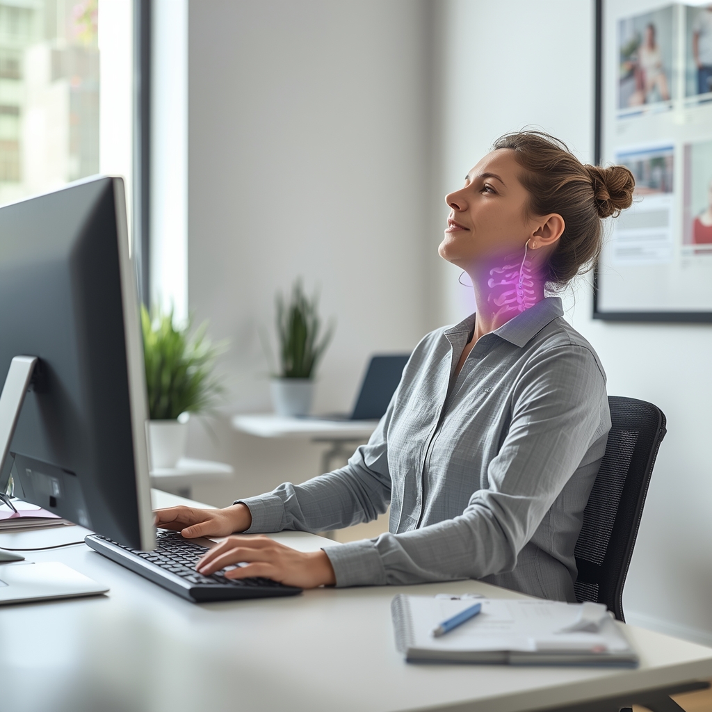 Ergonomic Devices and Chiropractic Exercises to Reduce Tech Neck Symptoms in Remote Workers