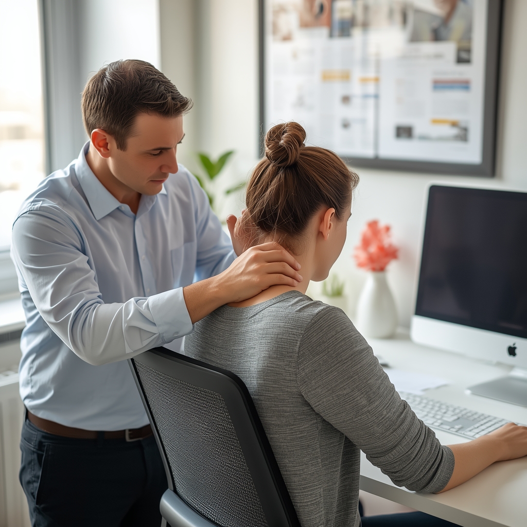 Ergonomic Adjustments and Cervical Mobilization for Tech Neck Relief in Office Workers