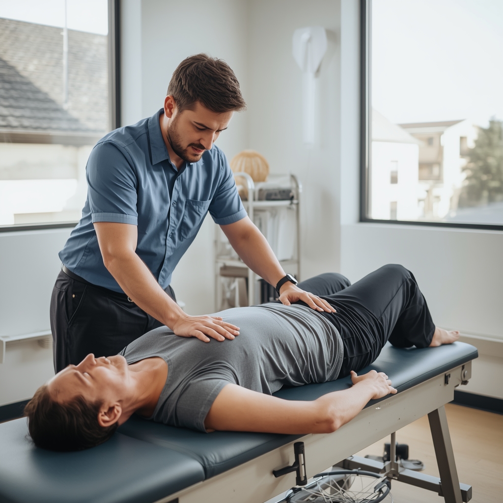 What Are the Key Steps in Demonstrating a Spinal Decompression Technique to New Patients?