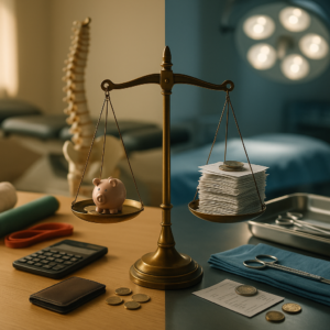 What are the financial benefits of chiropractic vs. surgery?