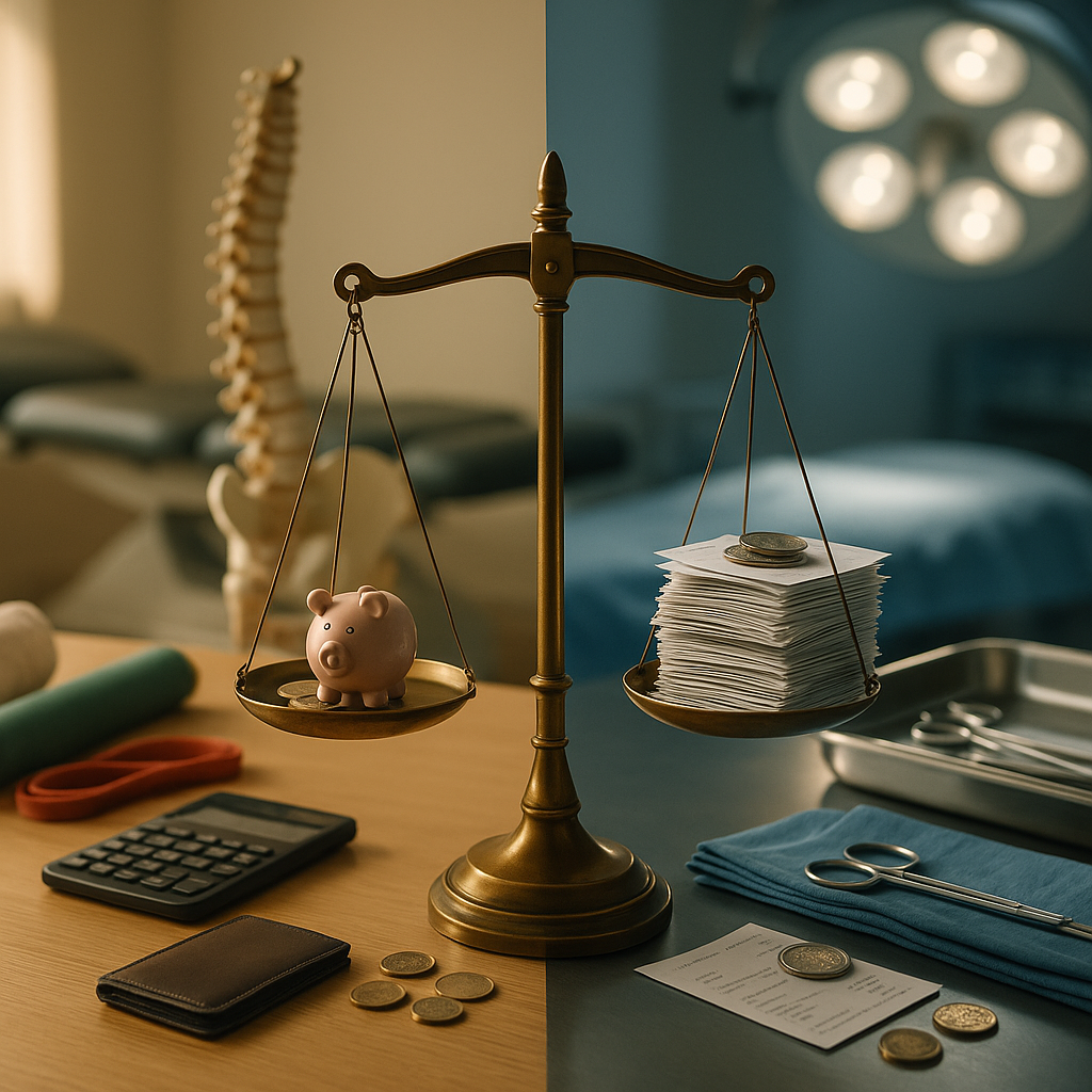 What are the financial benefits of chiropractic vs. surgery?