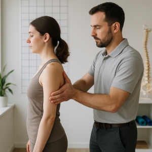 What is the chiropractic approach to rounded shoulders?