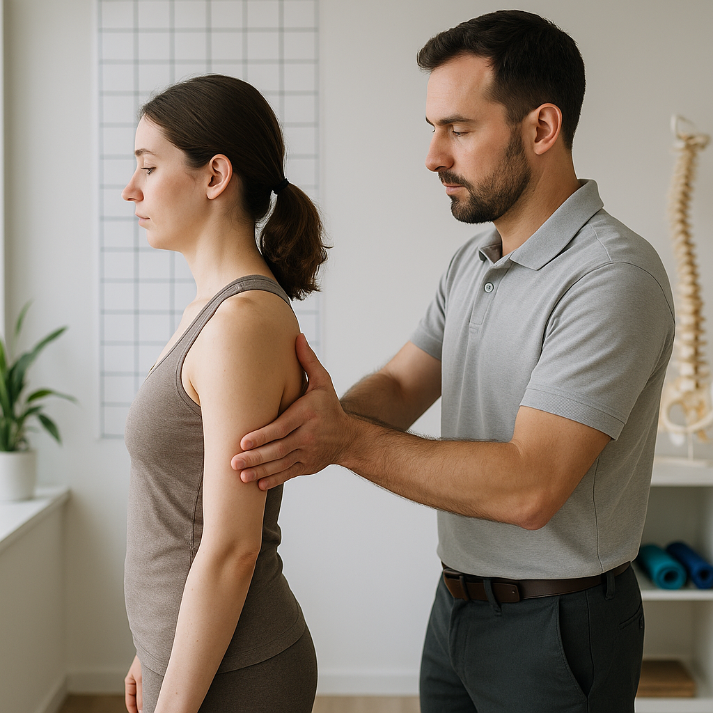 What is the chiropractic approach to rounded shoulders?