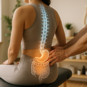 What is the chiropractic approach to gut health and the spine?