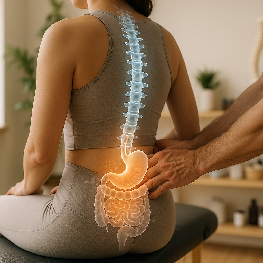 What is the chiropractic approach to gut health and the spine?