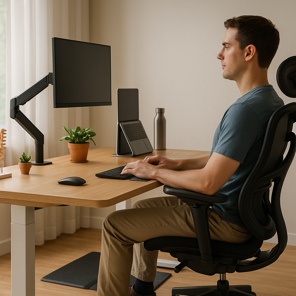 What are the chiropractic recommendations for ergonomic setups?