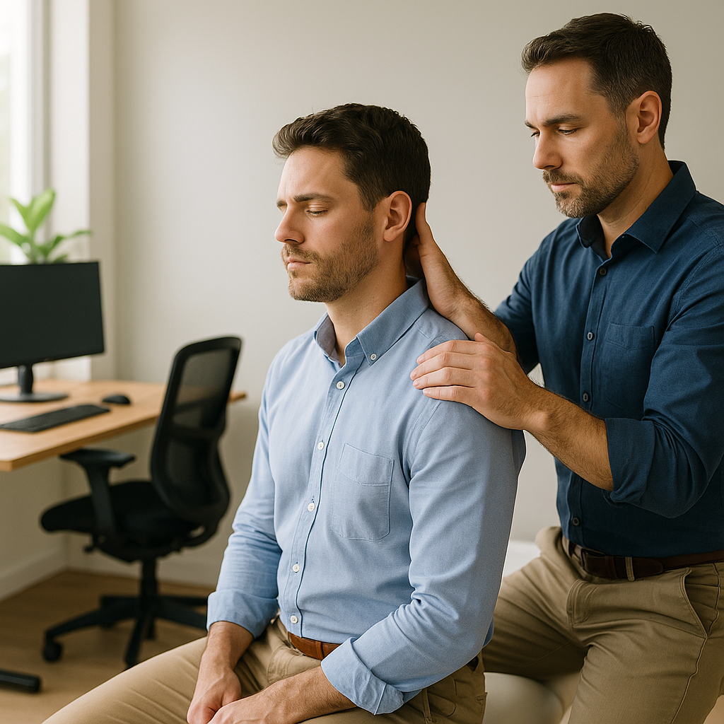 What is the chiropractic approach to desk-related pain?