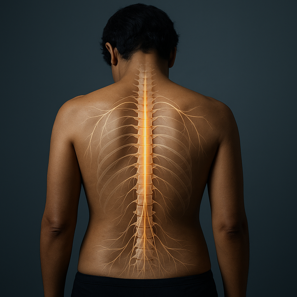 What is the connection between the spine and the nervous system?
